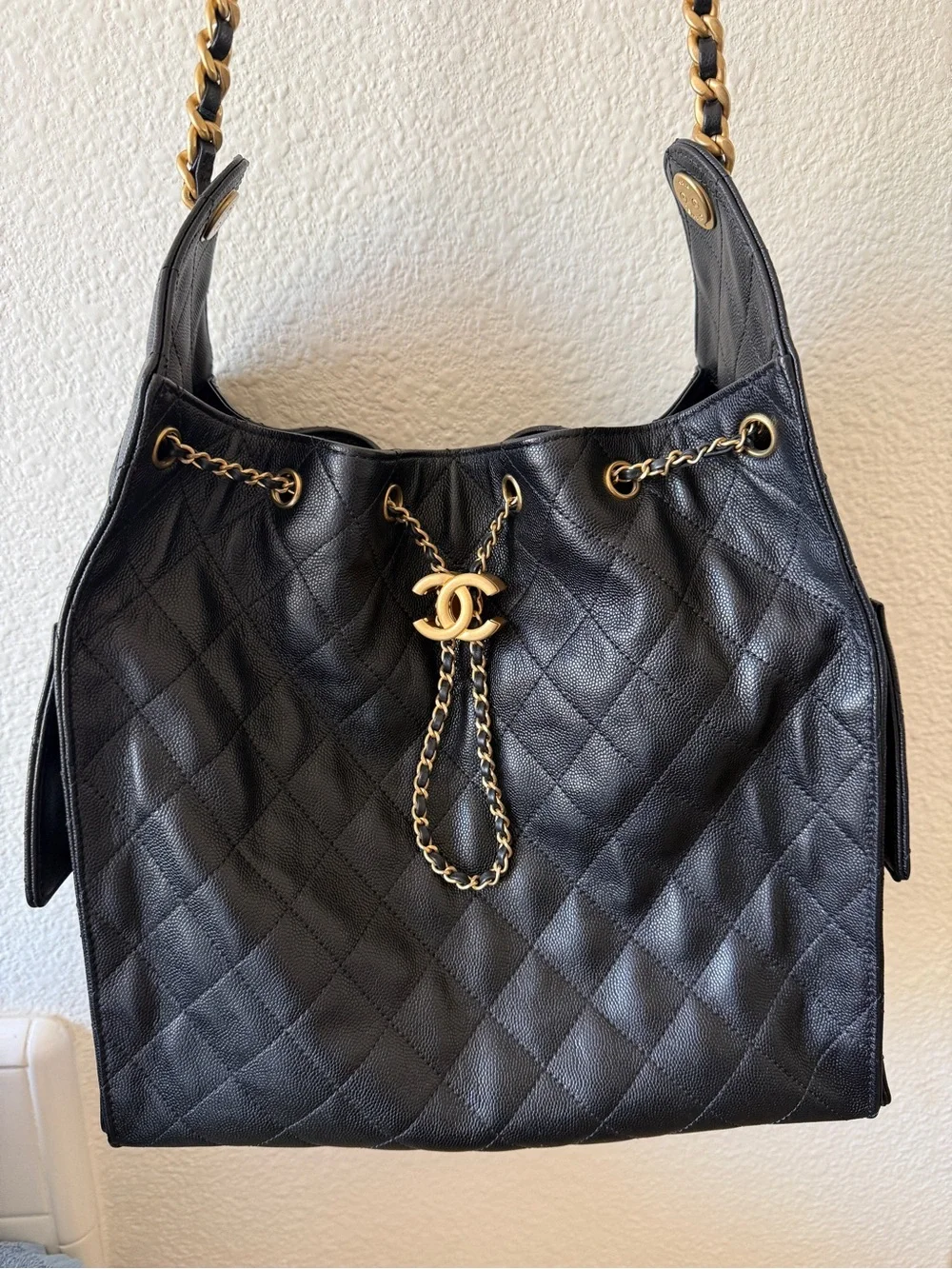 Chanel 25 Black, Medium, Antique Gold Hardware